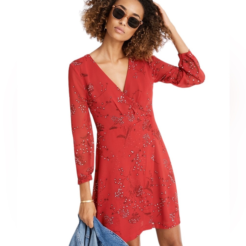 Madewell Red Floral Mini Dress